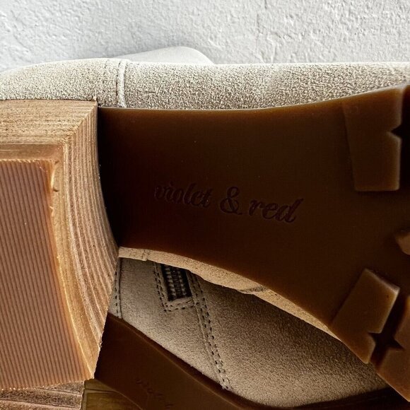 Violet & Red Loaded Knit Cuff Bootie Tan Neutral Comfort Fall Winter Size 8.5 - Picture 9 of 12